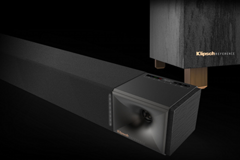 New horn-loaded sound bars from Klipsch.